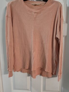 *Seven7 Waffle-Knit Long Sleeve Top - Blush